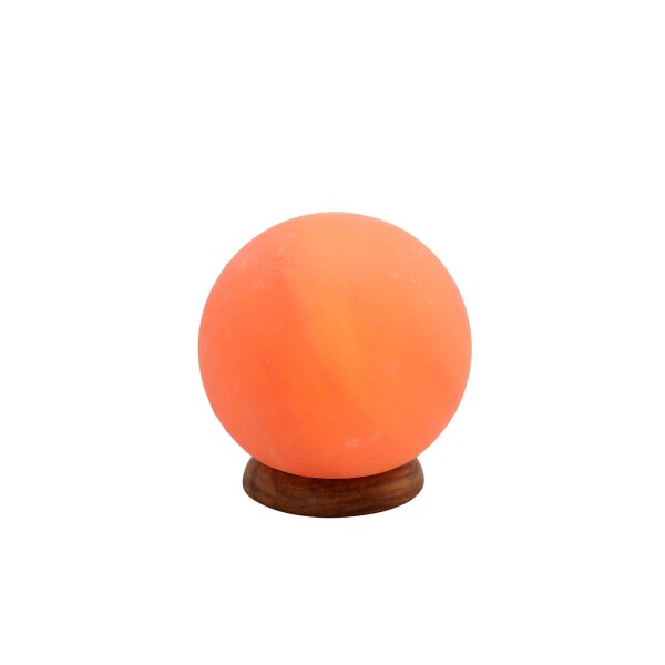 Salzkristall Kugel Lampe „Planet“ ca. 2 kg – Salzlampe mit Holzsockel