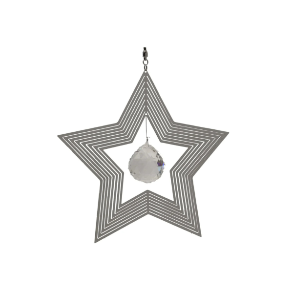 Windspiel Stern 20 cm – Cosmo Windspiel mit Glaskristall | Nature’s Melody