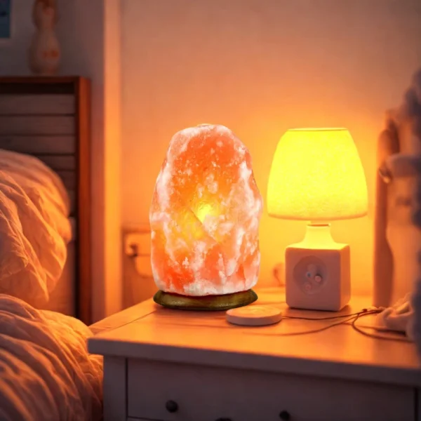Salzkristalllampe 1,5–2 kg – „Natural Rock Glow“ Kristall Salzlampe mit Holzsockel